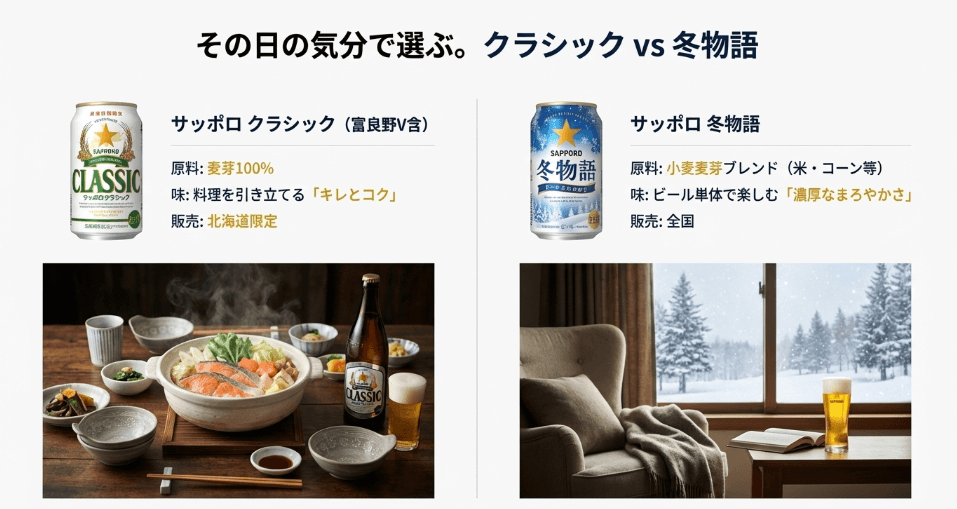 サッポロクラシックと冬物語、知っておきたい「決定的な違い」