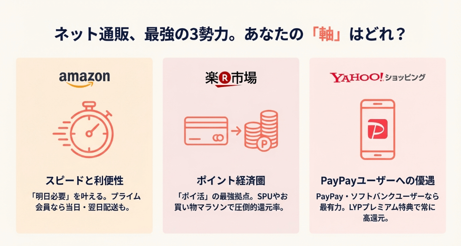 第1章:自宅で完結!大手ECサイト(ネット通販)の賢い使い分け術