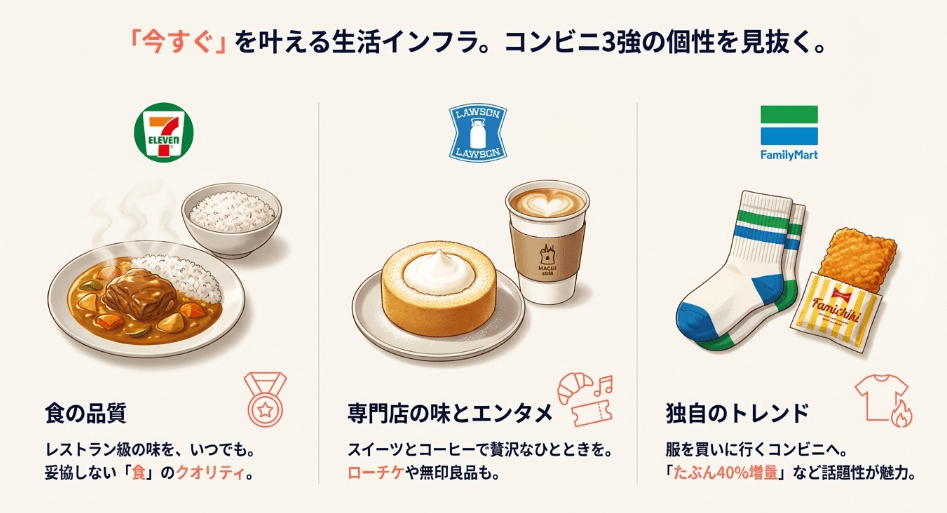 暮らしを支える大手コンビニ3社の特徴と選び方