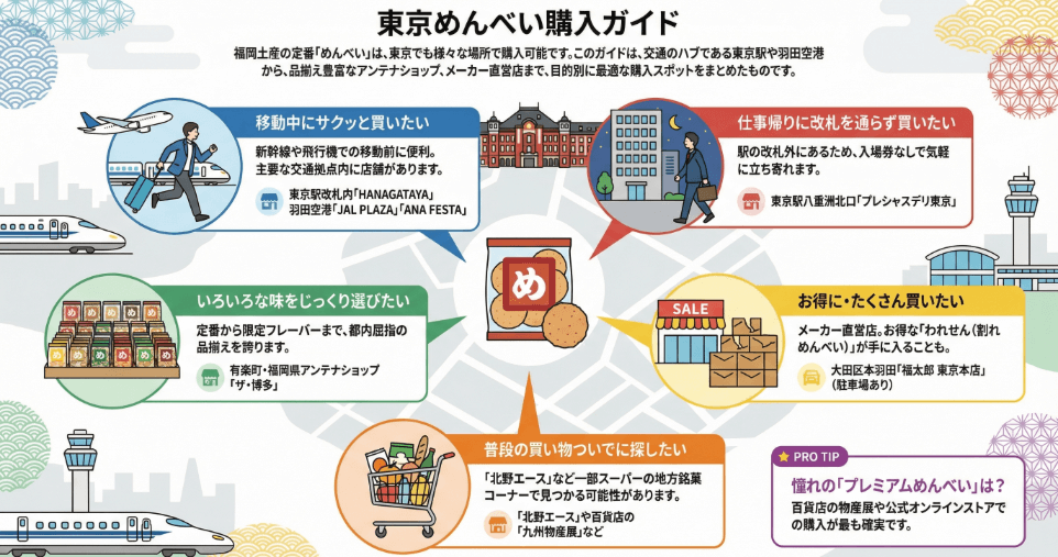 東京都内で買えるめんべいの東京店舗を網羅