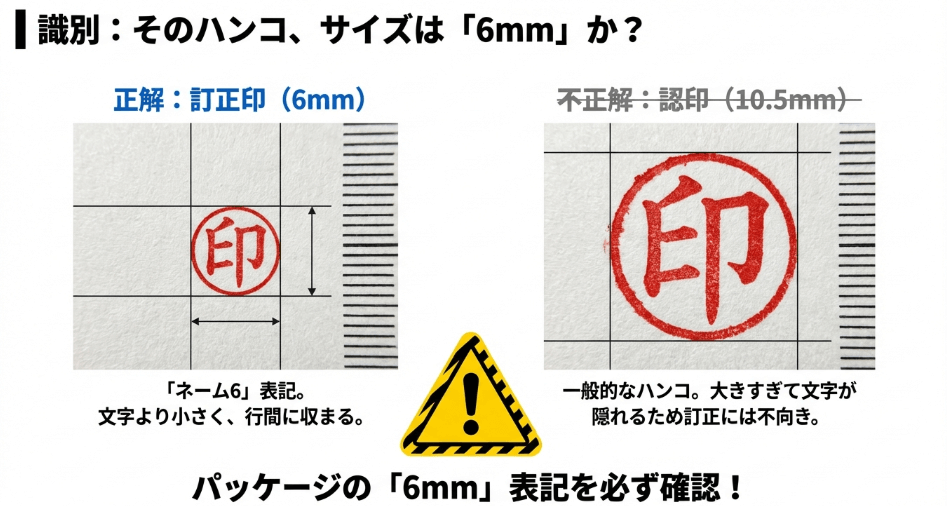 ドン・キホーテでの訂正印選び：サイズ確認と「浸透印」の注意点