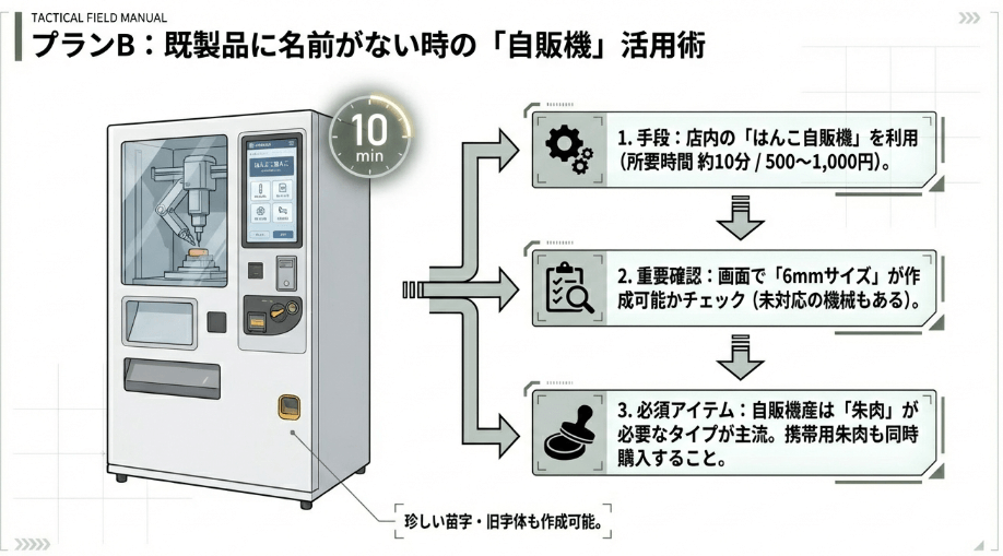 訂正印をドンキの自販機で作る際の注意点と所要時間