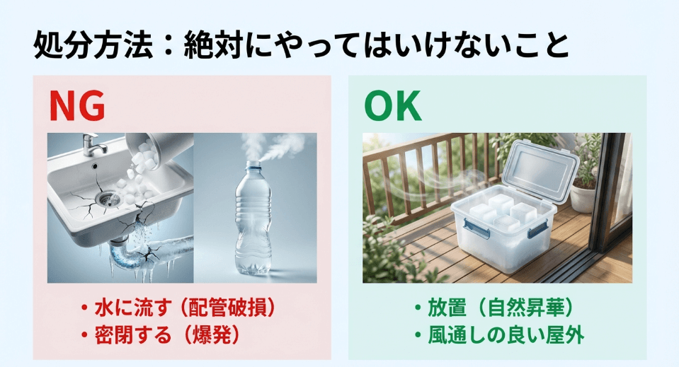スーパーでもらったドライアイスの捨て方(消し方)