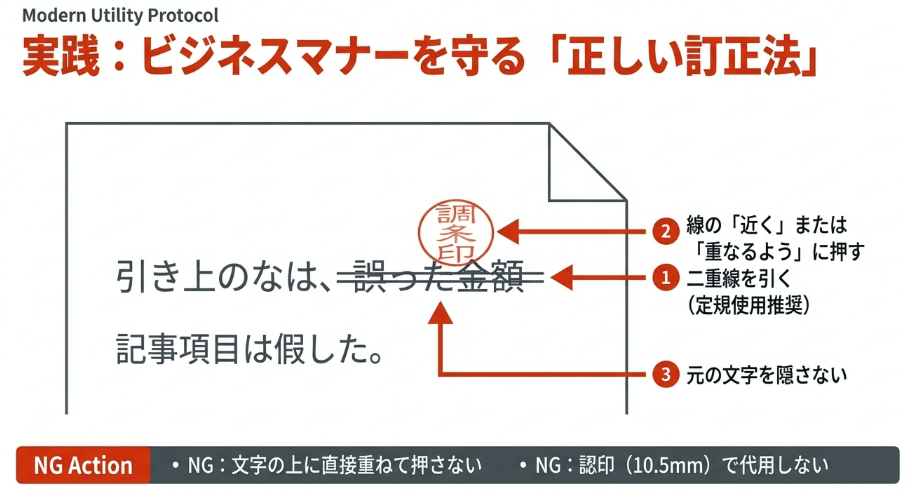 訂正印を正しく使うための作法とビジネスマナー
