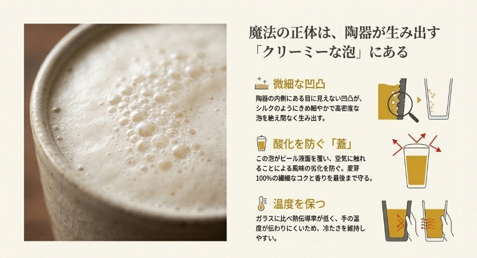 陶器製タンブラーが生み出す、クリーミーな泡の魔法