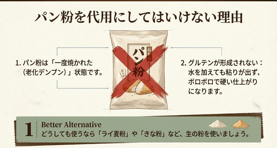パン粉を全粒粉の代用にするのはNG?理論から見る「失敗の理由」