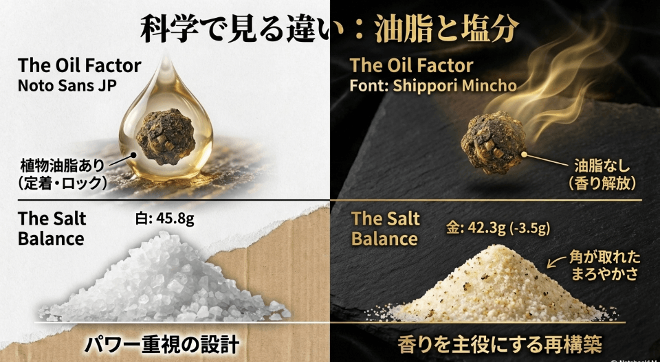 ほりにしとプレミアムの違いは「油脂」による香りの設計にあり