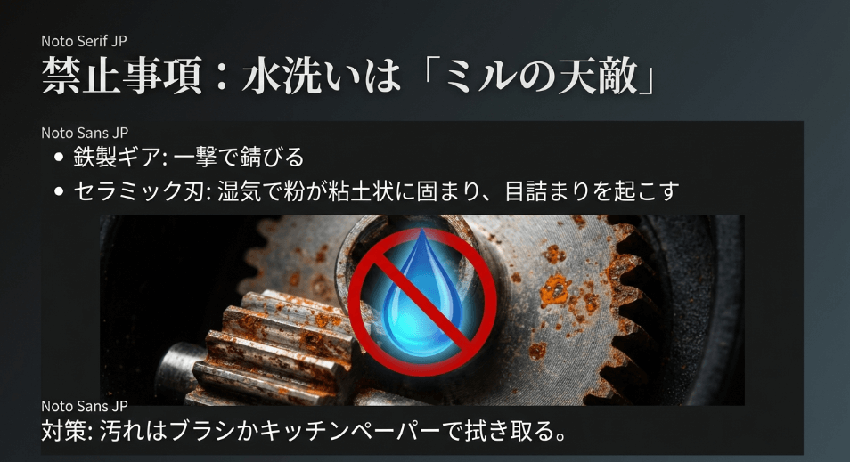 花椒がミルで挽けない原因に?「水洗い」による錆と目詰まりを防ぐ清掃術
