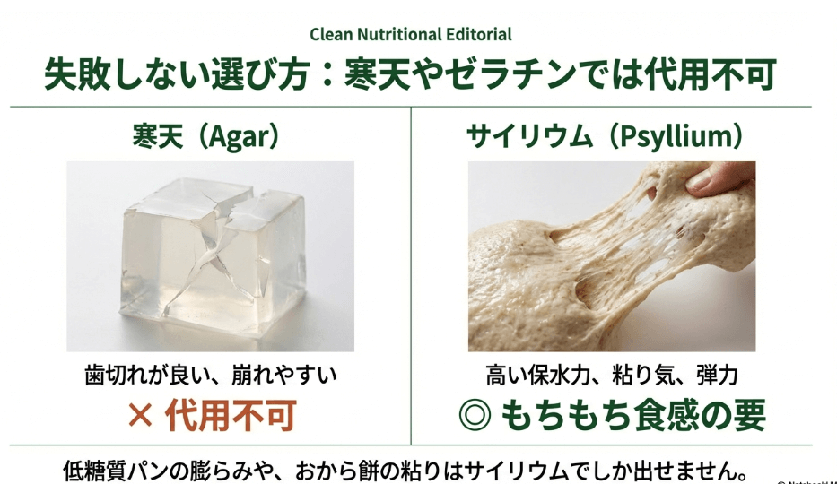 代わりは粉寒天ではなく、なぜ「サイリウム」が必要なのか？