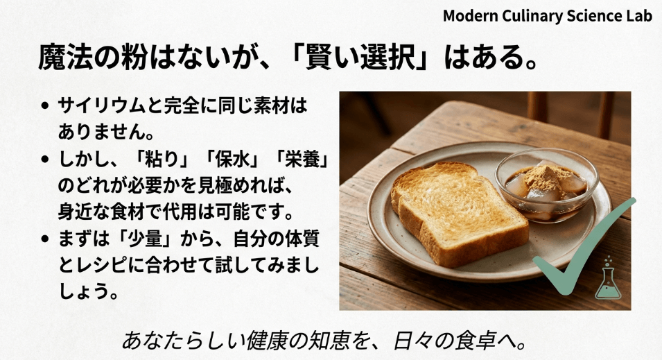 まとめ|サイリウムの代用を賢く使いこなすために