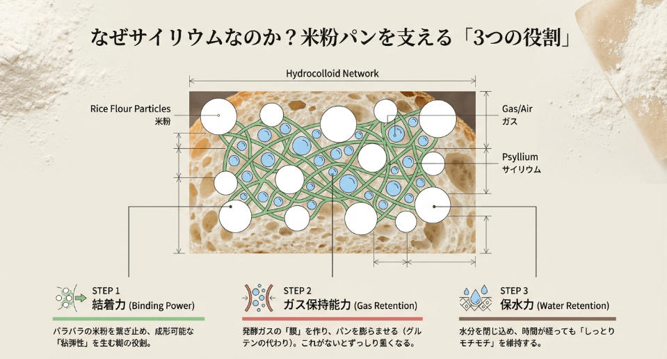 米粉パンを成功させる鍵「サイリウム」が果たす3つの科学的役割