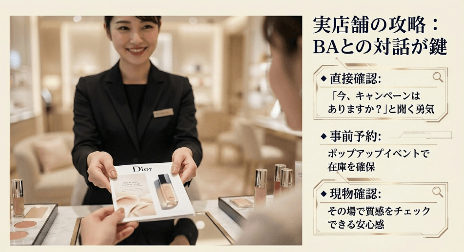 実店舗(百貨店カウンター)でのミラー入手基準と攻略法