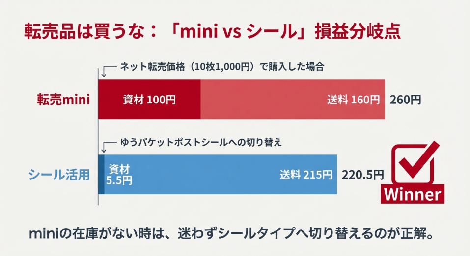 ゆうパケットポストminiの専用封筒:高額転売品を避けるべき「経済的理由」
