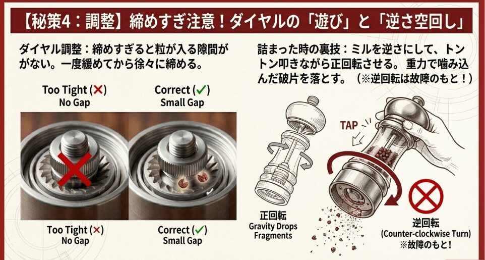 粗さ調節のミス?花椒がミルで挽けない時の正しい「緩め方」