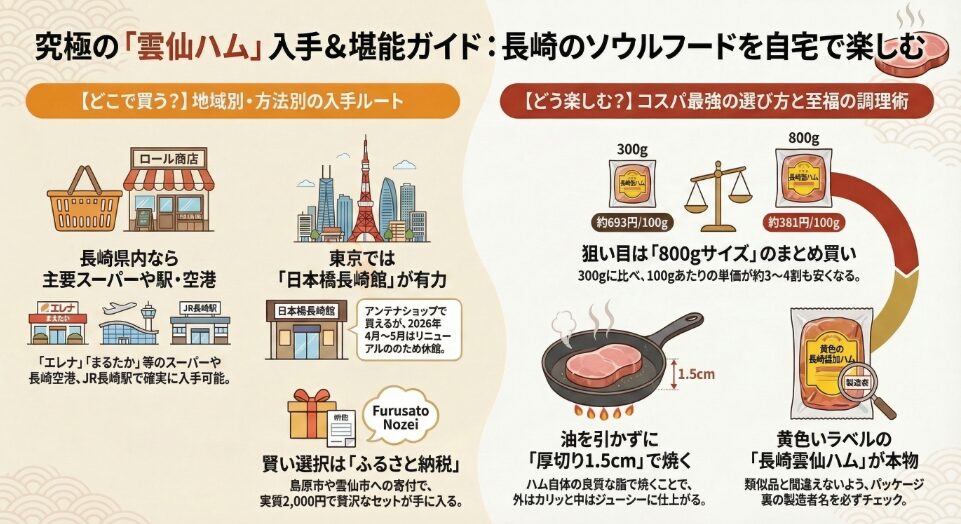 雲仙ハムはどこで買える？東京の販売店や長崎の取扱店