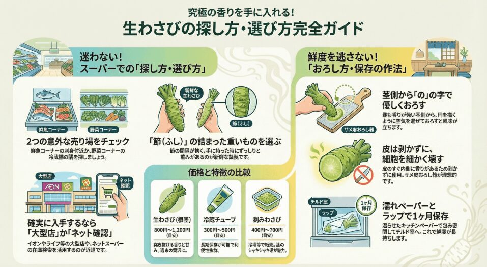 生わさびはスーパーのどこで買える？売り場を徹底調査