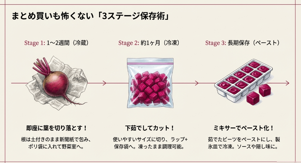 ビーツの長期保存術を学び、まとめ買いの不安を解消！