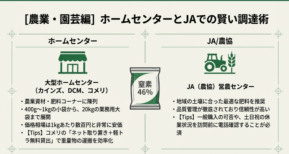 農業用の尿素がどこで買えるかJAやコメリを確認