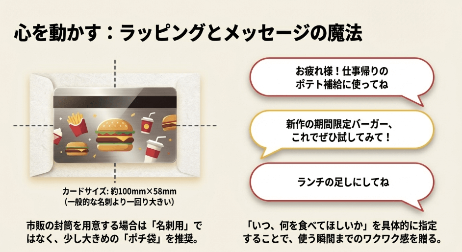 メッセージを添えたマックカードのギフトの渡し方