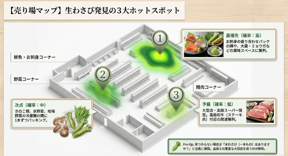 生わさびはスーパーのどこ？迷わず見つけるための売り場ガイド