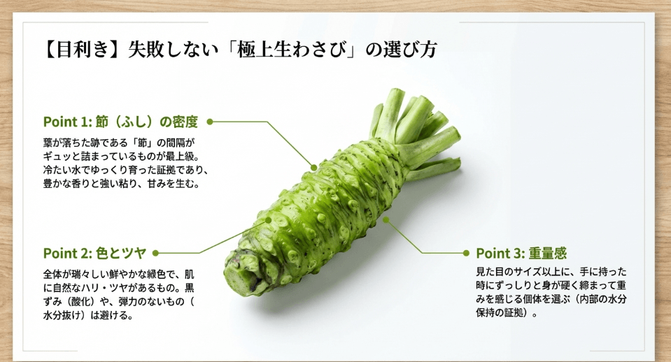 スーパーの生わさび、どこを見る？失敗しない「目利き」のポイント