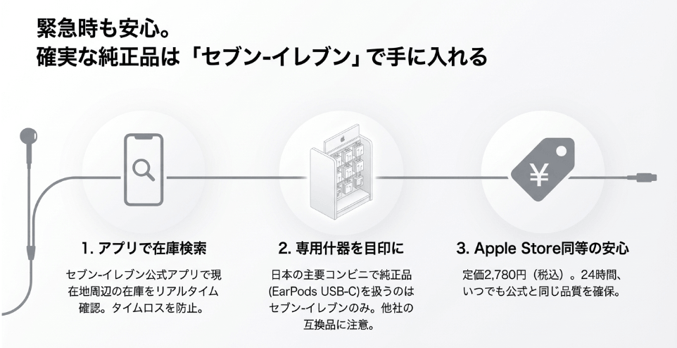 急な紛失でも安心。Apple純正イヤホンをコンビニで確実に買う方法