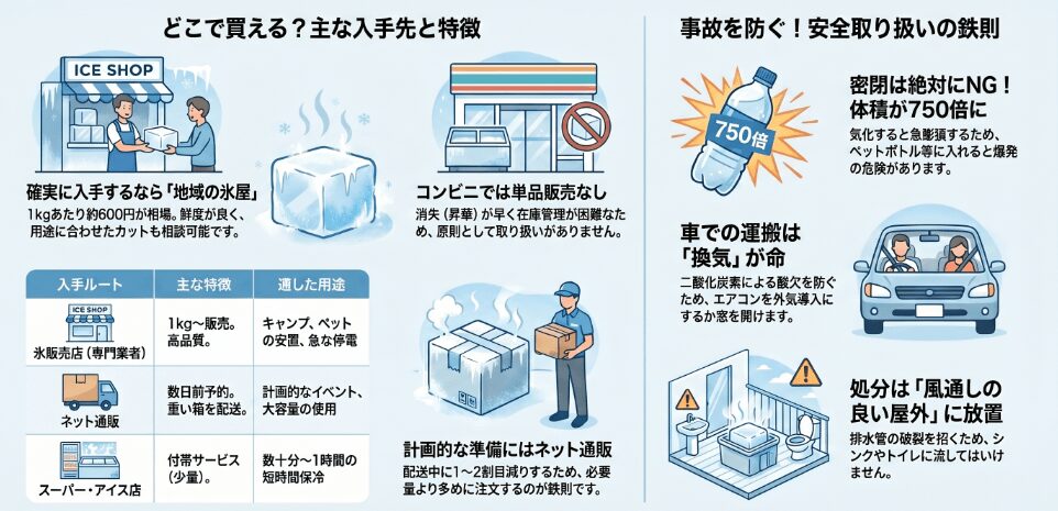 ドライアイスがどこで買えるか主要な販売店を比較