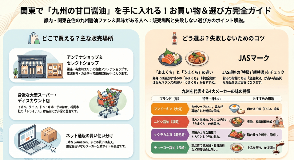 九州醤油がどこで買えるのか実店舗の販売状況を調査