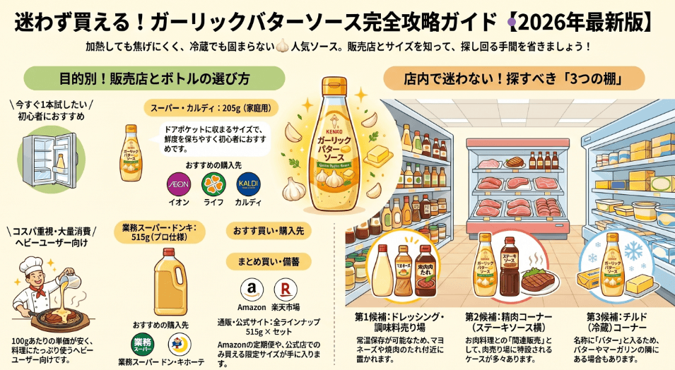 ケンコーガーリックバターソースがどこで買えるか販売店を紹介