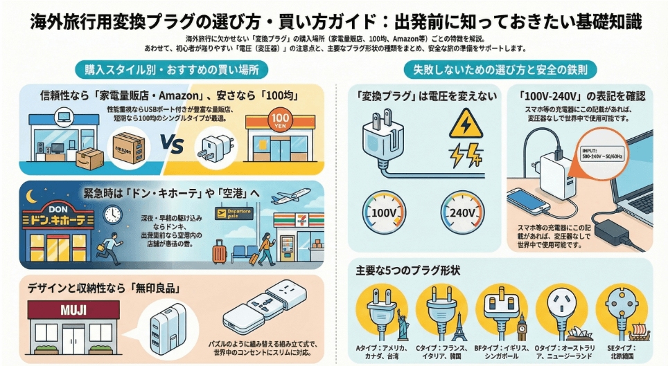 海外旅行用の変換プラグをどこで買えるか徹底解説