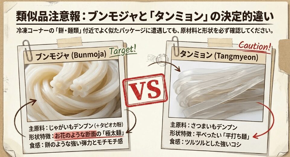 業務スーパーでブンモジャは買える？現時点での流通状況と「タンミョン」との違い