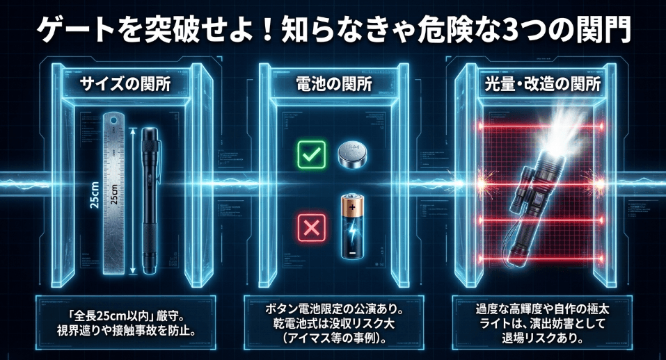 ライブ参戦前に必ず確認！ペンライトの「持ち込みルール」と安全マナー