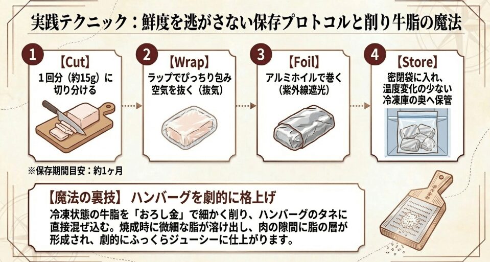 鮮度を逃さない！牛脂の「酸化防止」保存術と隠し技