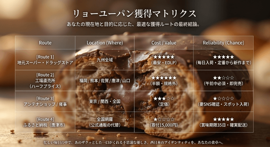 リョーユーパンがどこで買えるか今回の調査結果のまとめ