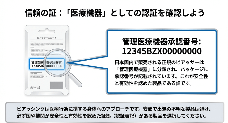 ピアッサーがどこで買えるか承認番号の有無を確認