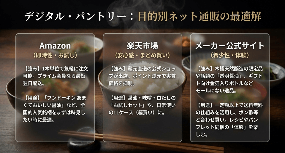 九州醤油がどこで買えるのか？楽天やAmazonを比較