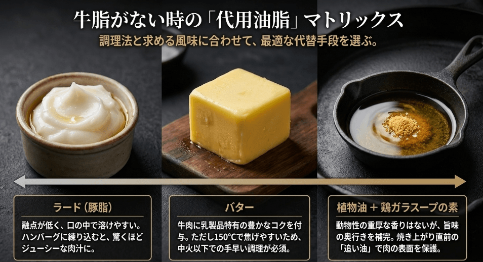 牛脂の代用になるラードやバターの使い分けとコツ