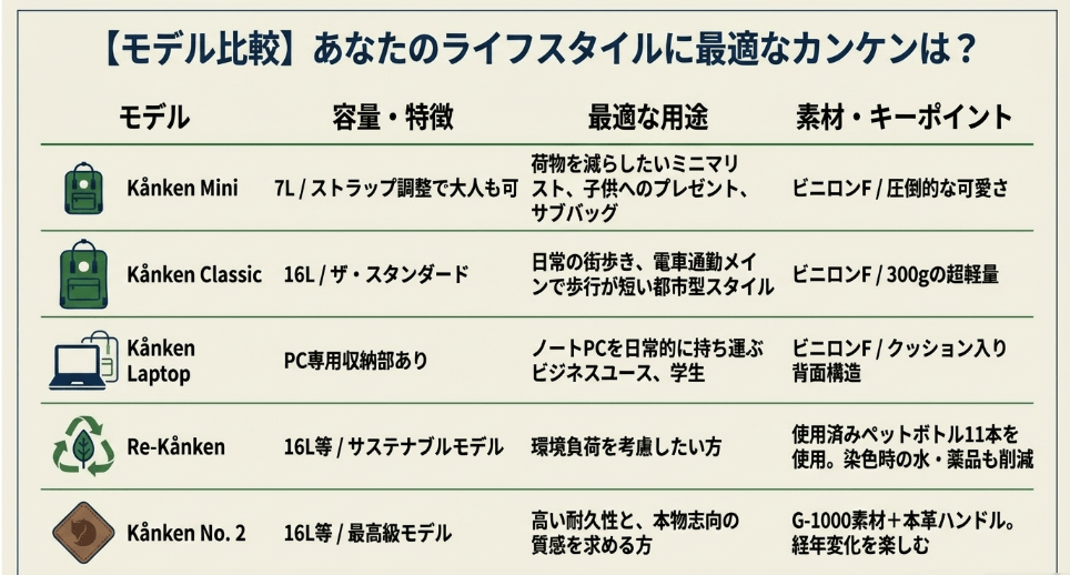 ライフスタイル別・カンケンリュックの選び方と特徴