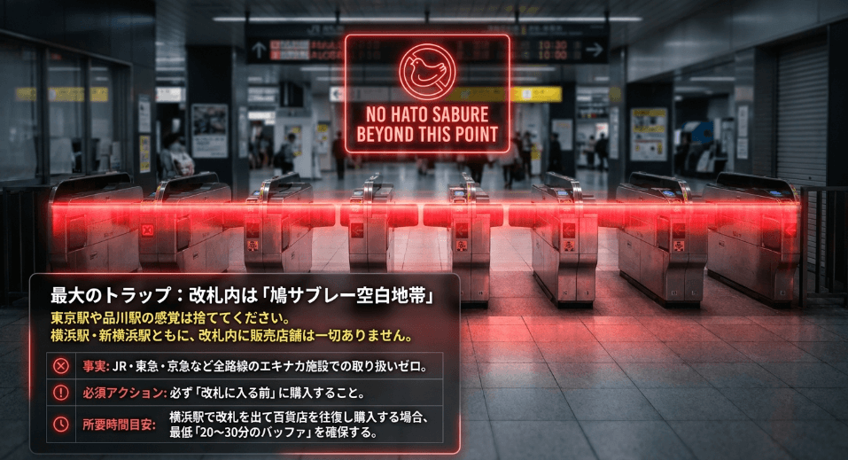 横浜駅の改札内には店舗がないため改札外を利用