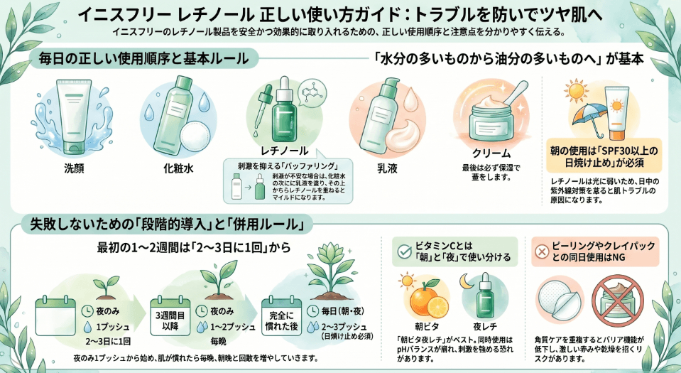イニスフリーのレチノールを使う順番と基本ルール