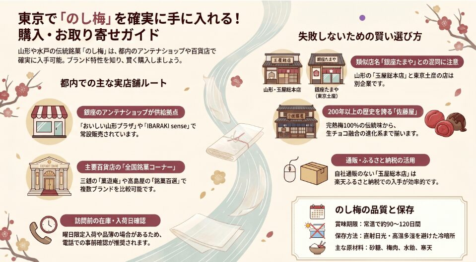 東京でのし梅はどこで買える？佐藤屋や玉屋総本店の取扱店を調査