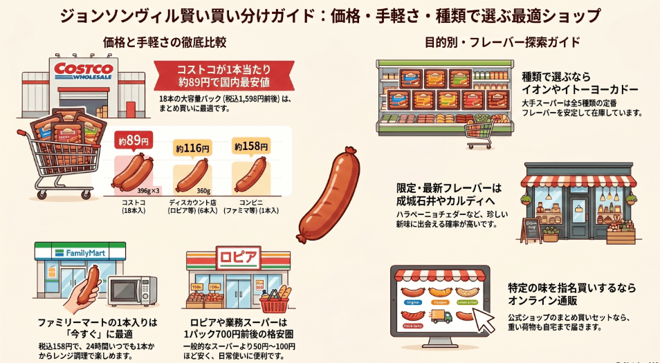 ジョンソンヴィルがどこで買えるか販売店と価格を比較