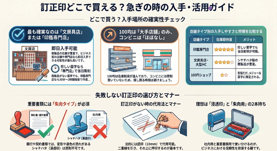 訂正印がどこで買えるか実店舗の販売状況を徹底調査
