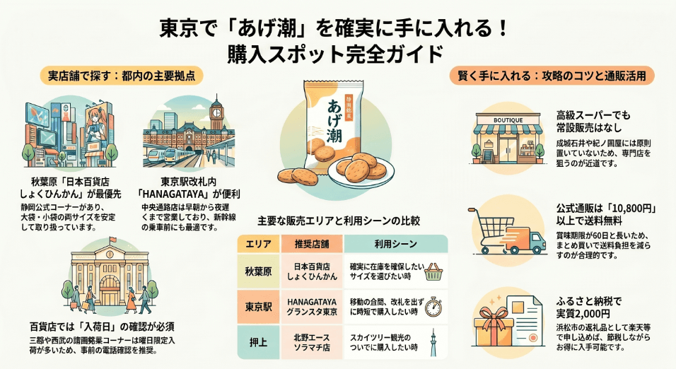 静岡銘菓のあげ潮が東京のどこで買えるか徹底解説