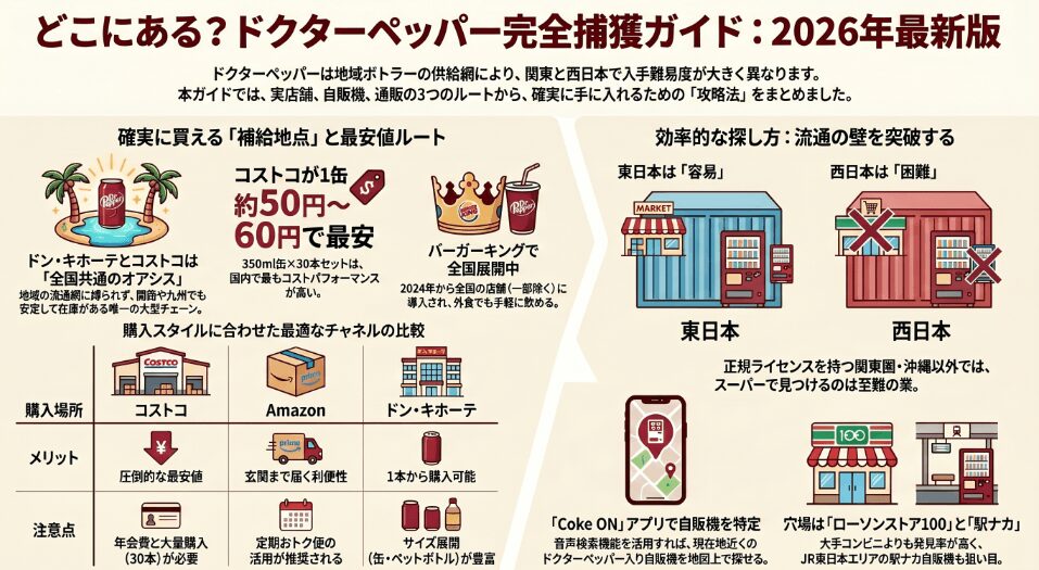 ドクターペッパーはどこで買える？実店舗の販売網を公開