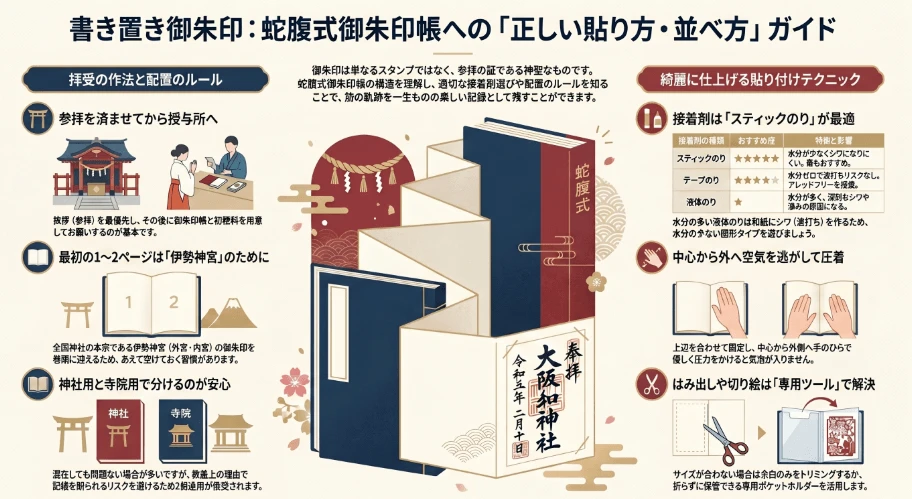 御朱印帳の貼り方や順番のルールと蛇腹式の特質