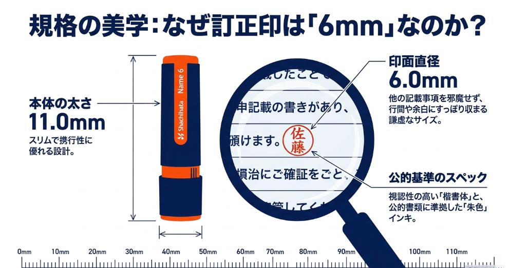6mmサイズという訂正印の規格とシャチハタの特徴