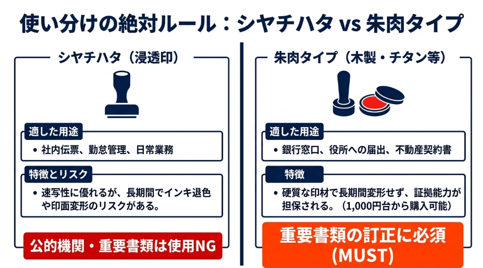 朱肉を使うタイプと浸透印の使い分けに関する基本知識