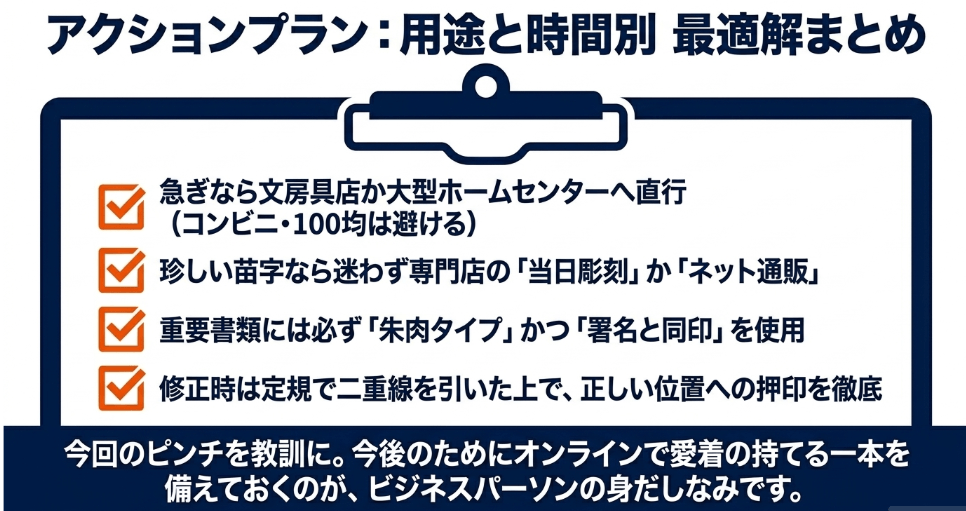 まとめ：訂正印をどこで買えるか状況別に判断しよう