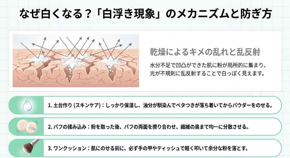 パウダーが白くなる「白浮き現象」の原因とメカニズム
